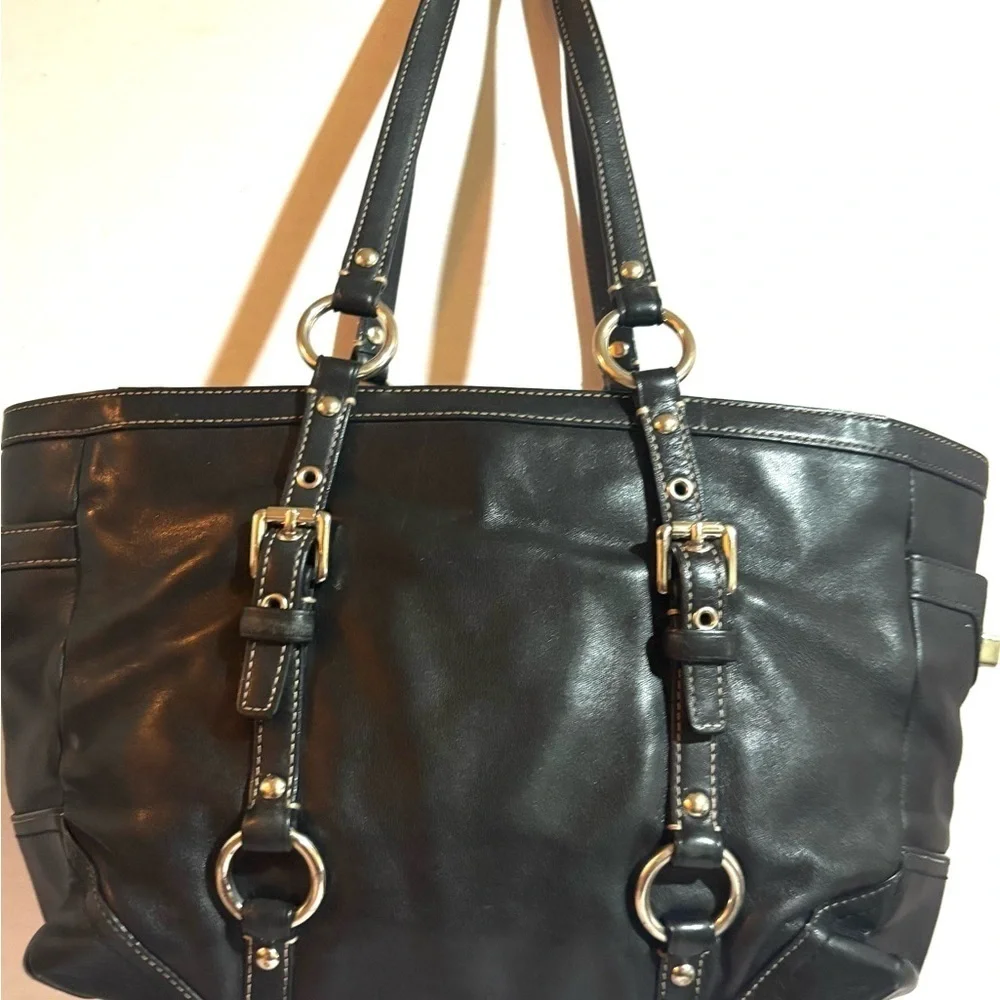 Coach vintage black leather satchel handbag